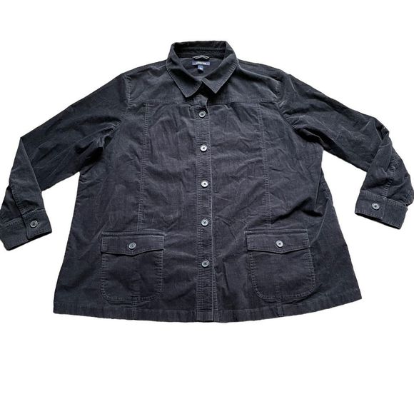 Lands' End Other - Vtg Land's End Men's Corduroy Button Up Shirt 2X 20W 22W Black